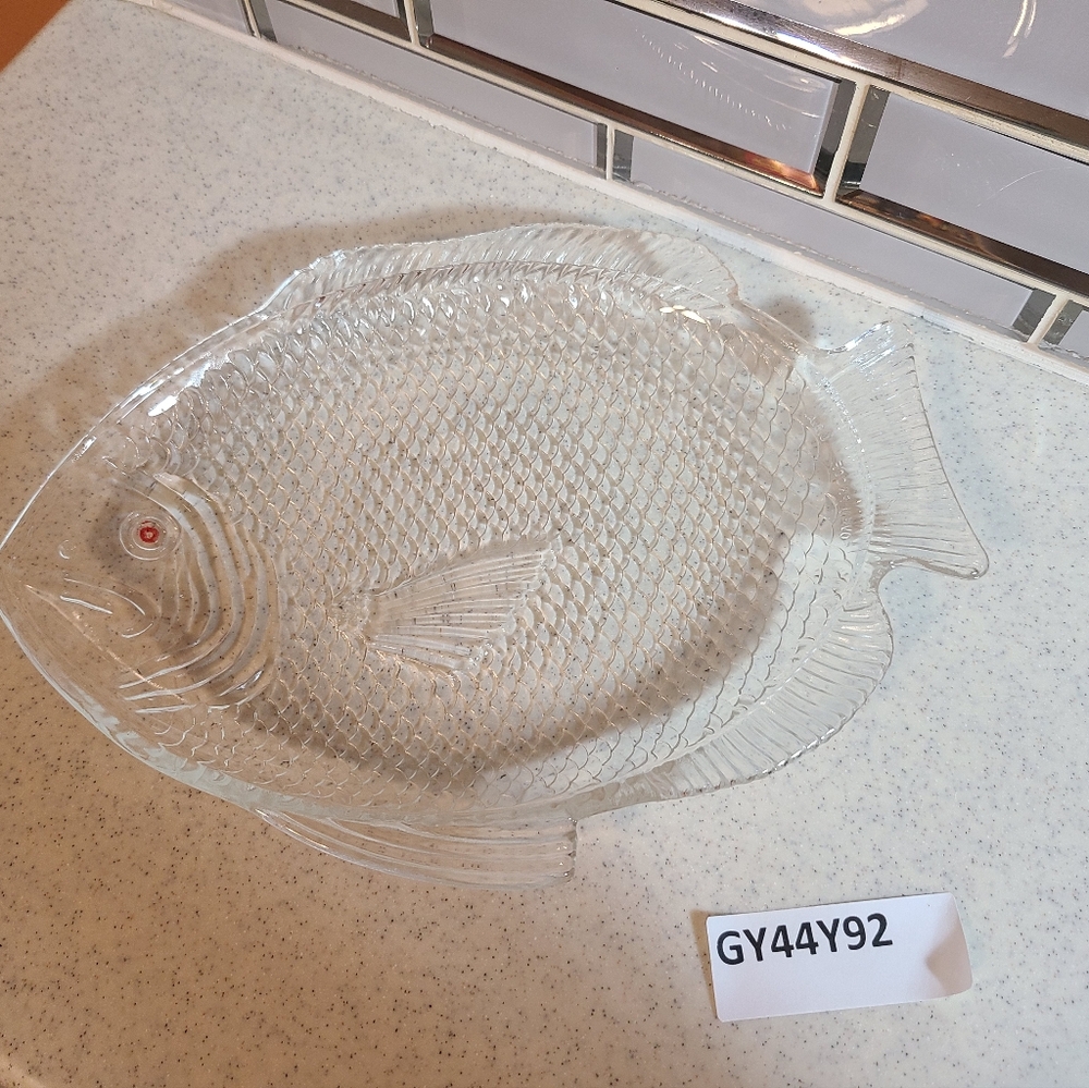 Sushi serving dish clear glass heavy dish